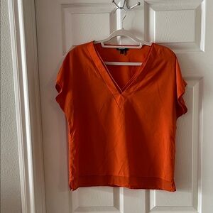 DKNY Bright Orange V-Neck Blouse